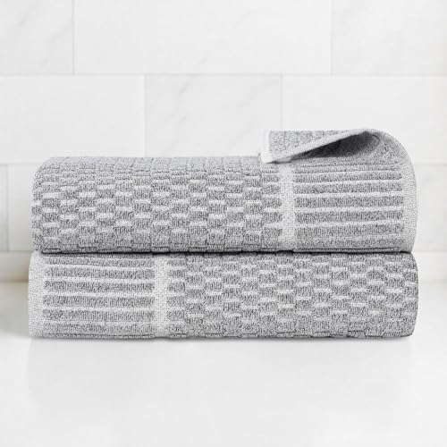Juno Viscose Cotton Blend Medium Weight Towels (2 Piece Bath Towel Set / Charcoal)