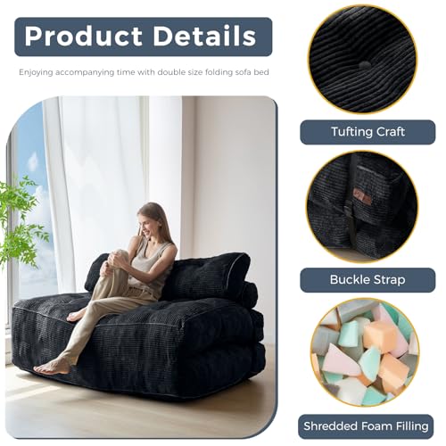 Folding Sofa Bed (Black / Full)