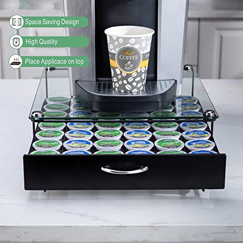 K Cup Holder Glass Coffee Capsule Storage (Black2)