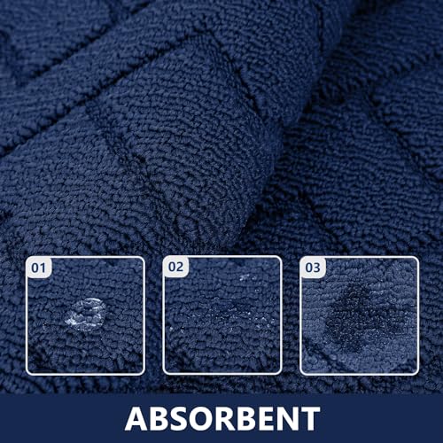 Kitchen Runner Rug (Navy Blue / 24"x79"+20"x48")