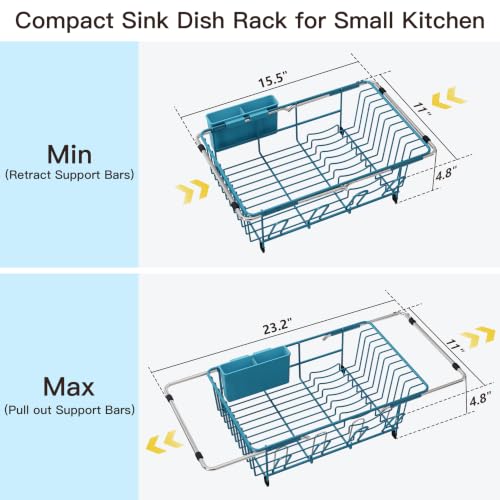 Blue Dish Drying Rack in Sink (Blue / For 12"-30"w Sink)