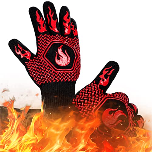 BBQ Gloves 1472F Heat Resistant Non (Red)