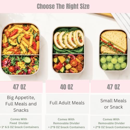 Flexibento 47 OZ Leak proof Stainless Steel Lunch Box Containers with Silicone Lids (ZB-ForestGreen-47OZ-Setof2)