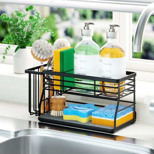 Sponge Holder for Kitchen Sink (Black-2 Tier)