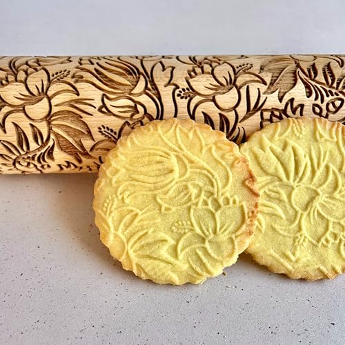 Embossing Rolling Pin BLOOMY with Floral Pattern