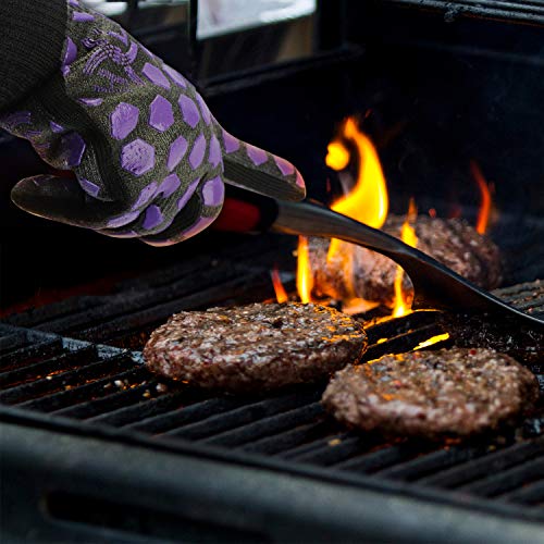 Heat Resistant Oven Glove (Black/Purple / Regular Cuff)