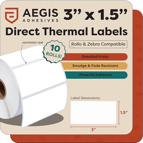 3" X 1.5" Direct Thermal Labels (10 Count)