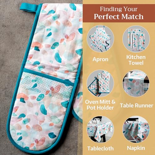 Double Oven Mitts 100% Cotton Double Oven Glove (079 - Summer Picnic / 7" x 35" (Double Oven Mitt))