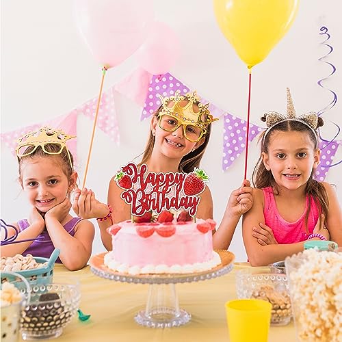 Real Strawberry Happy Birthday Cake Topper