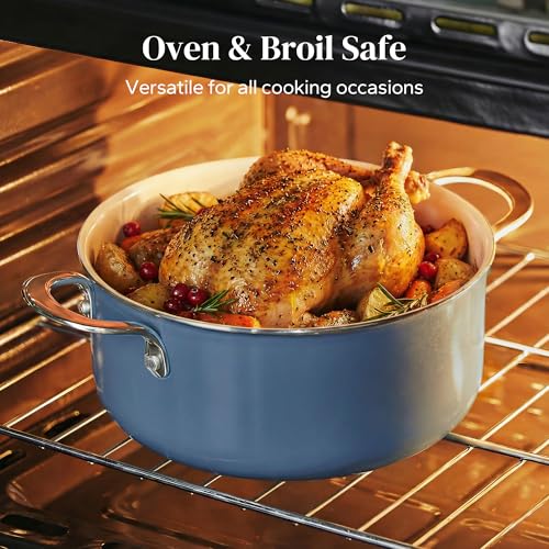 Ceramic Stock Pots Set 5QT (Blue / 6pc Set)