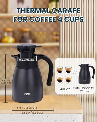 1L 34Oz Thermal Coffee Carafe (Black / 34 Ounces)
