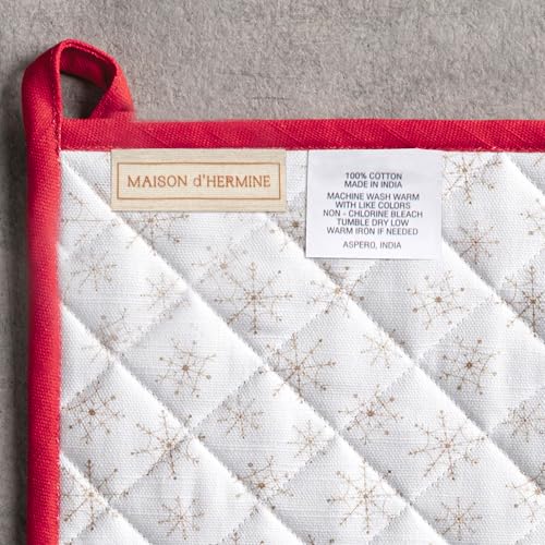 100% Cotton Oven Mitt & Pot Holder Set (101 - Chromo / 7.5" x 13" & 8" x 8" (Oven Mitt & Pot Holder))