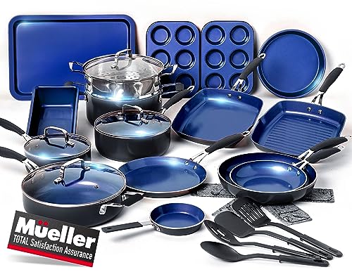 Mueller Sapphire UltraClad Kitchen Induction Pots and Pans Set (24 Piece / Sapphire)