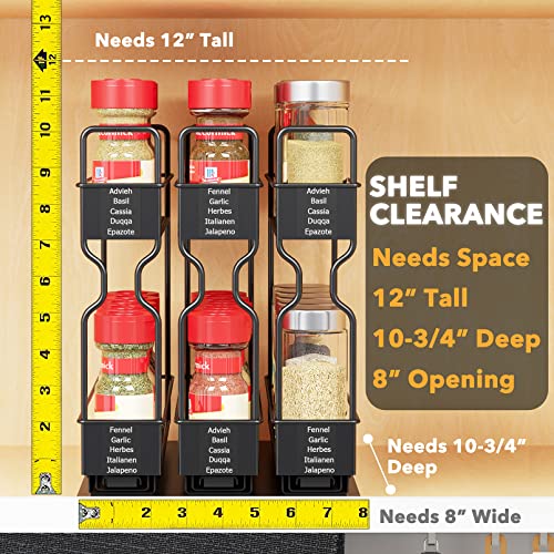 Pull Out Spice Rack Organizer (Three 2"W Drawers, 2 Tier)