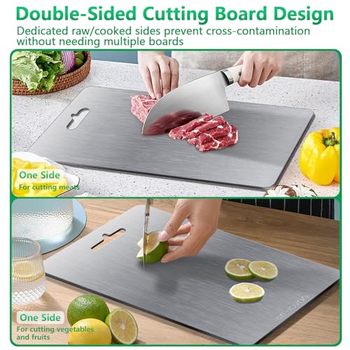 Titanium Cutting Board for Kitchen Set of 3 (Silver / M+L+XL)