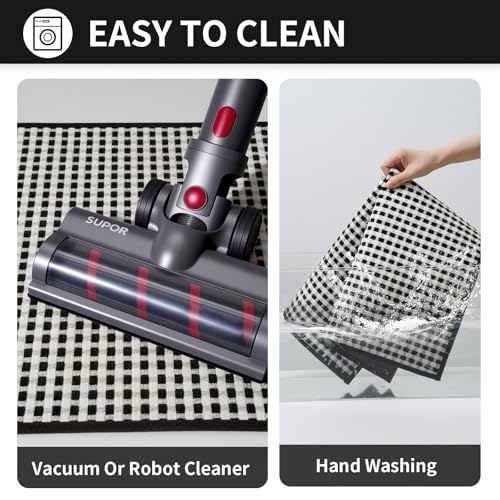 Kitchen Rugs Kitchen Mats for Floor Non Slip Washable Black 17" x47 (5.54 Sq Ft)