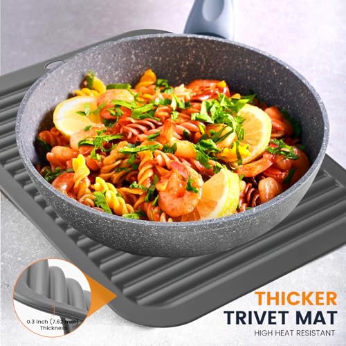 Silicone Trivet Mats 4 Heat Resistant Pot Holders Multipurpose Non (Warm Gray)