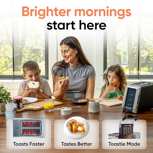 Bundle) R180 Connect Touchscreen Smart Toaster + Toastie Press – Choose from 6 Bread Types, 7 Browning Levels, & Toastie Press Mode (Black, 2-Slice) (Matte Black / R180 Connect Bundle)