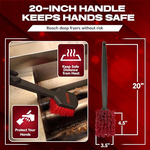 20" Deep Fryer Cleaning Brush by FryOilSaver Co (20 Inches)