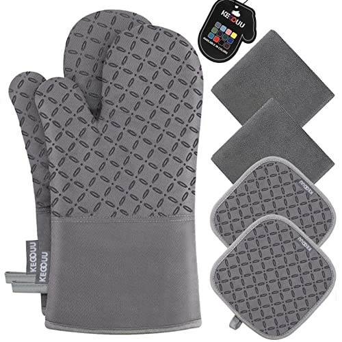 Oven Mitts and Pot Holders 6pcs Set (Gray)