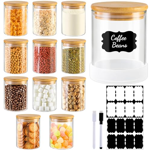 17oz Round Glass Storage Containers with Bamboo Lids (Round/17oz/12pcs / 17oz/12pcs)