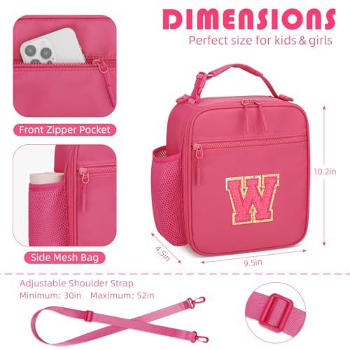 Initial Insulated Lunch Bag for Girls Kids (Rosy Red / W)