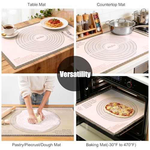 Silicone Pastry Mat 36x24 Inch Extra Large Baking Mat with Measurements (Gray / 36"L x 24"W)