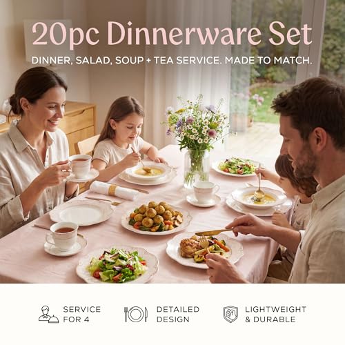 Sandra Bone China Dinnerware Set (20 Piece Set)