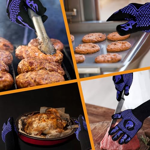 BBQ Gloves 1472F Heat Resistant Non (Blue)
