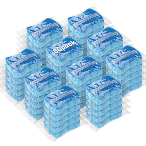 50 Pcs Individually Wrapped Sponges Uncompressed Blue (Blue)