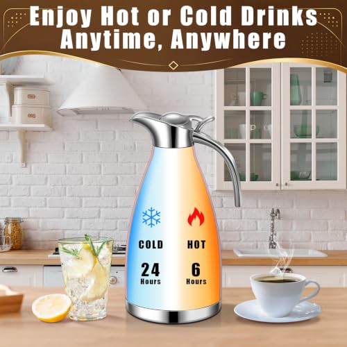 2 Pcs 68oz Thermal Coffee Carafe (Rose Gold, Sliver)