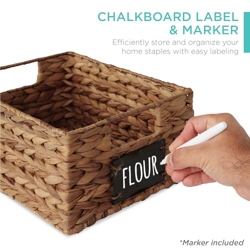 Set of 4 9x12in Water Hyacinth Pantry Baskets (9x12x5in / Chestnut)