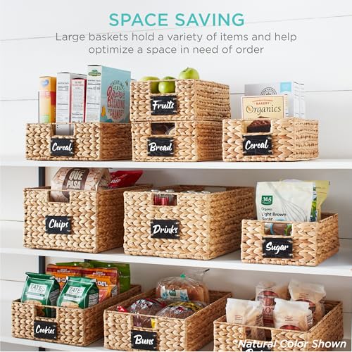 Set of 4 16x12in Large Water Hyacinth Pantry Baskets (12x16x5in / White)