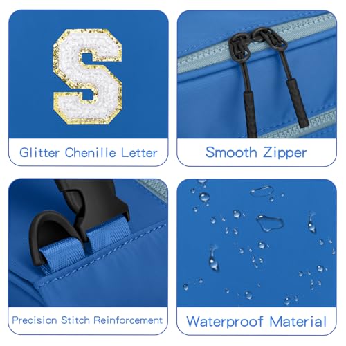 Lunch Box Kids Large Initial Insulated Lunch Bag for Girls (Blue / S)