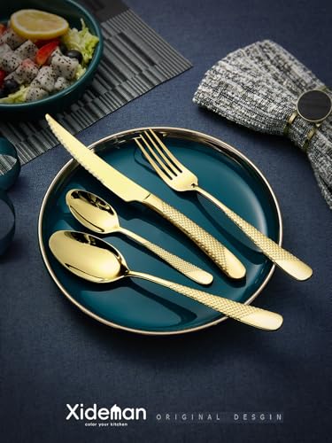 16 Pc Champagne Gold Hammered 18 (Champagne Gold)