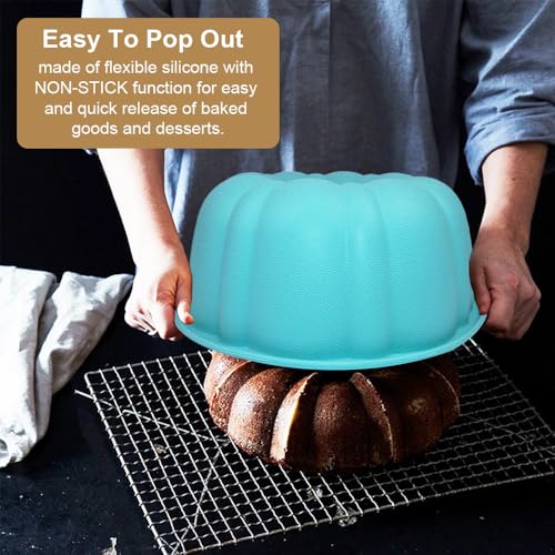 10 Inch Round Silicone Cake Pan (Blue / 1 Pack)