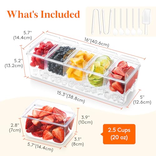 Chilled Condiment Caddy with Spoons (with Accessories / 5 Containers)