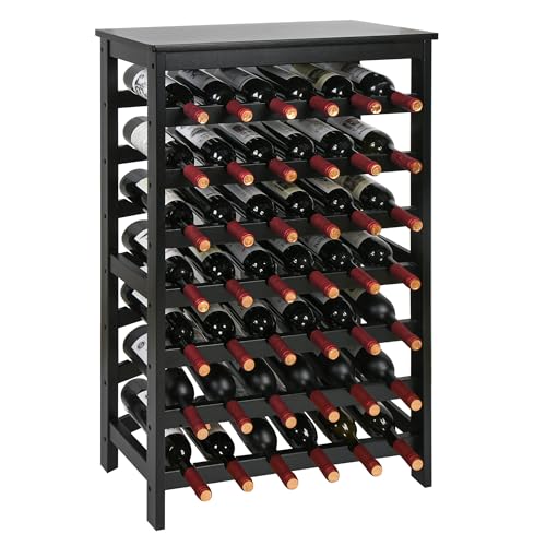 42 Bottles Bamboo Wine Rack (Black / 7-Tier)