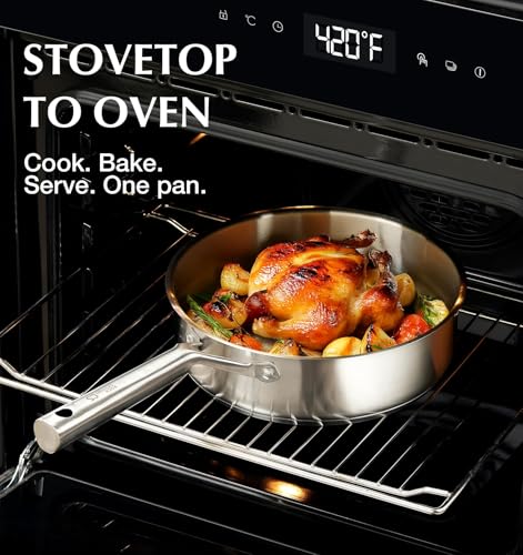 Stainless Steel Cookware Set 17 Piece with 5 Layer Base (Silver / 17 Pcs)