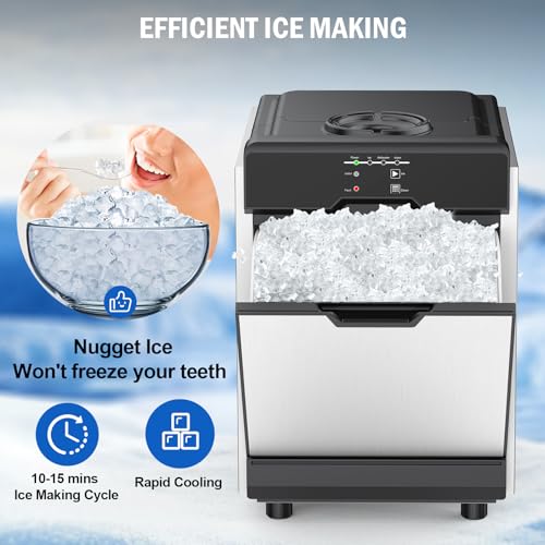 65 lbs Chewable Nugget Ice Maker Countertop Compact Self