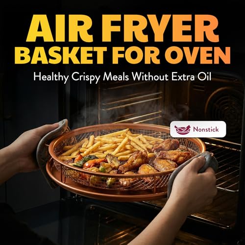 Crisper Tray Air Fryer Basket for Oven (Copper / 12" Round)