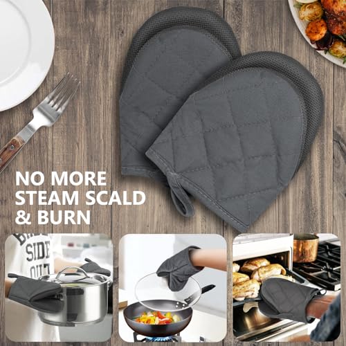 1 Pair Short Oven Mitts (Solid Gray)