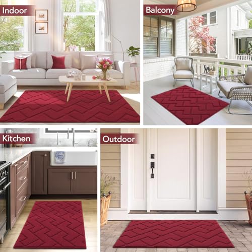 Front Door Mat Outside Entrance (Red / 40" x 32" (Rectangular))
