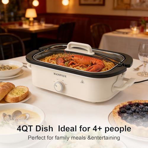 4 Quart Slow Cooker with Casserole Manual Warm Setting (4 Quarts / Manual Oatmeal)