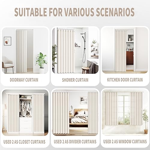 Closet Curtains (Beige / 39"W x 78"L (Pack of 1))