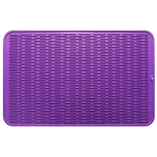 Silicone Dish Drying Mat for Multiple Usage (Purple / 28"L x 18"W)