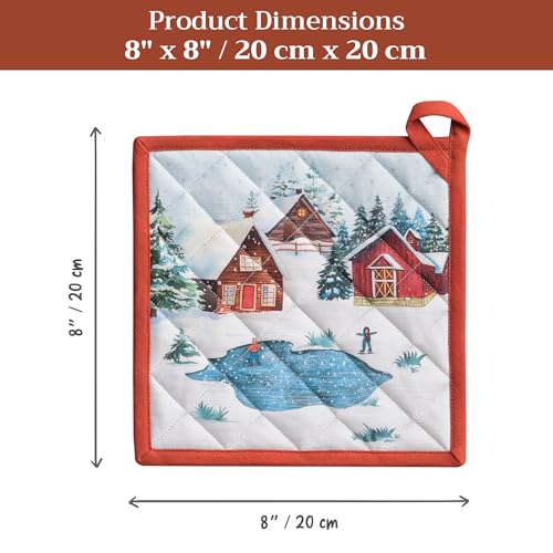 Pot Holders 100% Cotton Potholders (125 - Megeve / 8" x 8" (Pot Holder Pack of 2))