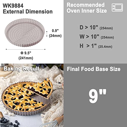 9.5 Inch Round Tart Pan with Holes Removable Loose Bottom (9.5" with Holes Removable Bottom)