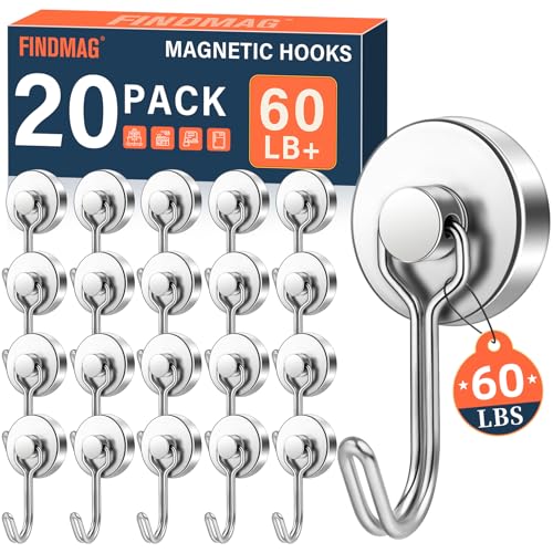 20 Pack Silver Metal Magnetic Hooks (Silver / 0.98in)