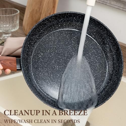 26Pcs Pots and Pans Nonstick Ceramic Cookware Set Nontoxic Kitchen Cooking Set with Steamers Utensils Induction Compatible (Black)